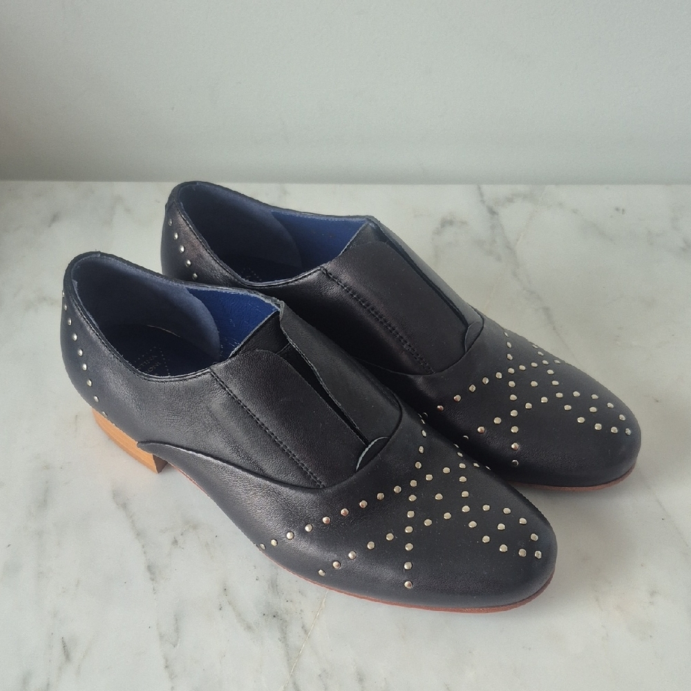 Rangoni Black Studded Loafers. Size 5.5